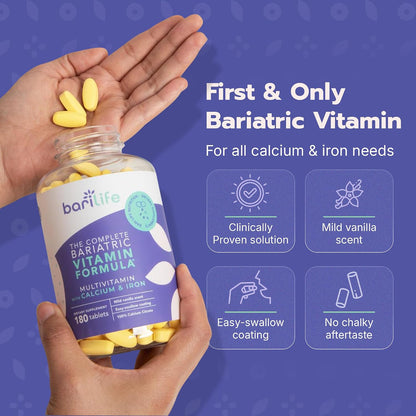 Bari Life Complete Bariatric Multivitamin Non-chewable Tablet with Calcium Citrate and Iron - 180 Tablets