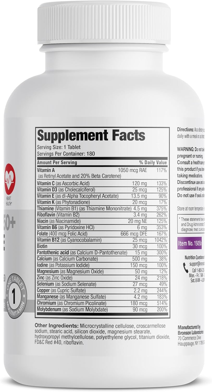 Bronson ONE Daily Women's 50+ Complete Multivitamin Multimineral - 180 Tablets - görsel 2