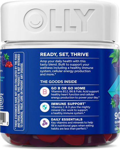 OLLY Men's Multivitamin Gummy – Blackberry Flavour, 90 Gummies (45-Day Supply)