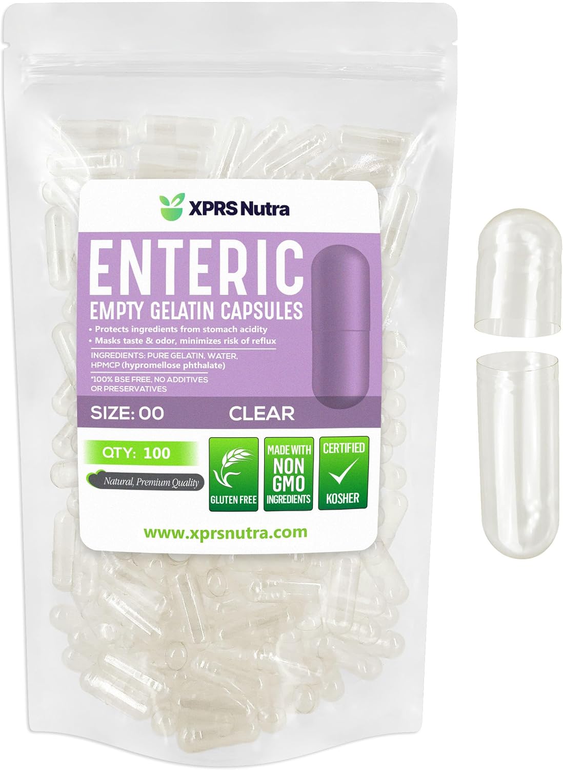 XPRS Nutra Size 00 Empty Enteric Coated Gelatin Capsules - 1000 Count - görsel 9