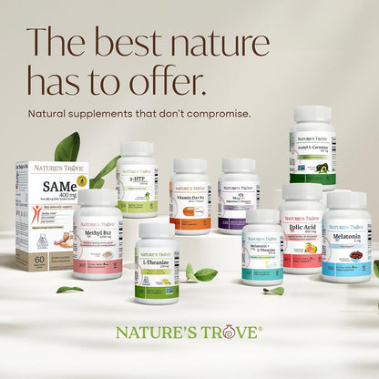 Nature's Trove SAM-e 400mg 60 Enteric Coated Caplets - Vegan, Kosher, Non-GMO, Soya-free, Gluten-free