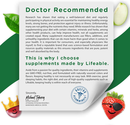 Lifeable Vitamin B Complex for Kids with Vitamin C – Vegan B Complex Gummies – Energy and Nerve Support – 90 Gummies