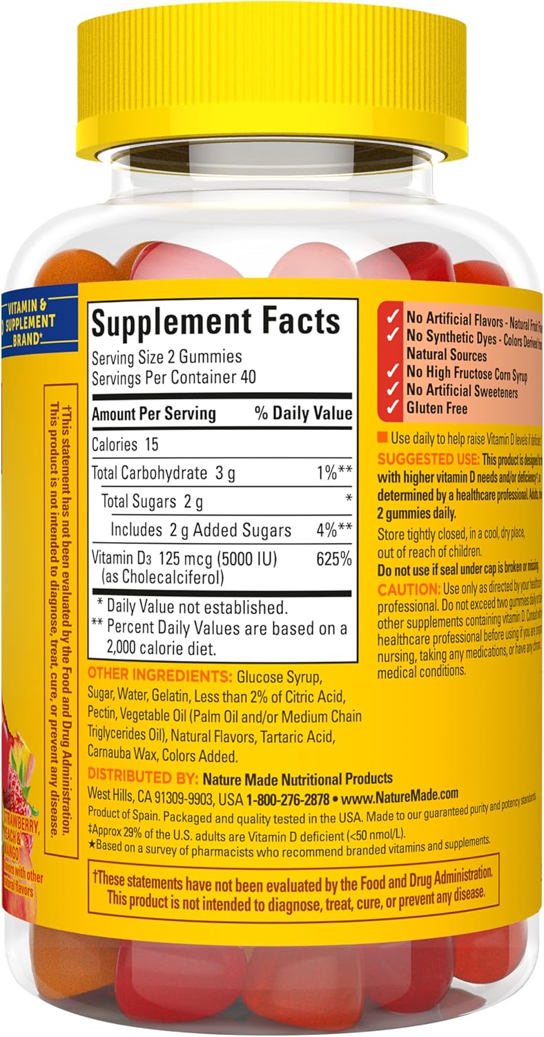 Nature Made Vitamin D3 5000 IU Gummies - Extra Strength - 80 Count - görsel 8