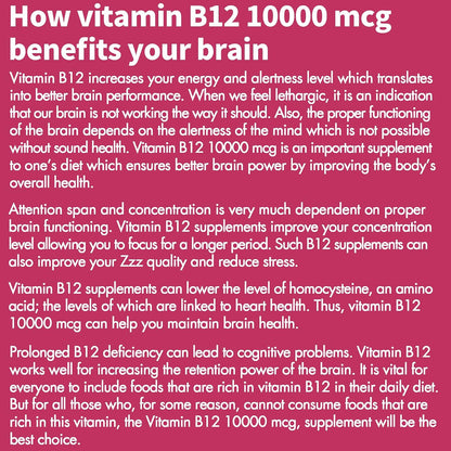 Vitamin B12, Methylcobalamin 10000 mcg, Active B12 Vitamins, Vegan, Natural Strawberry, Zero Sugar, 90 Fast Dissolve Tablets