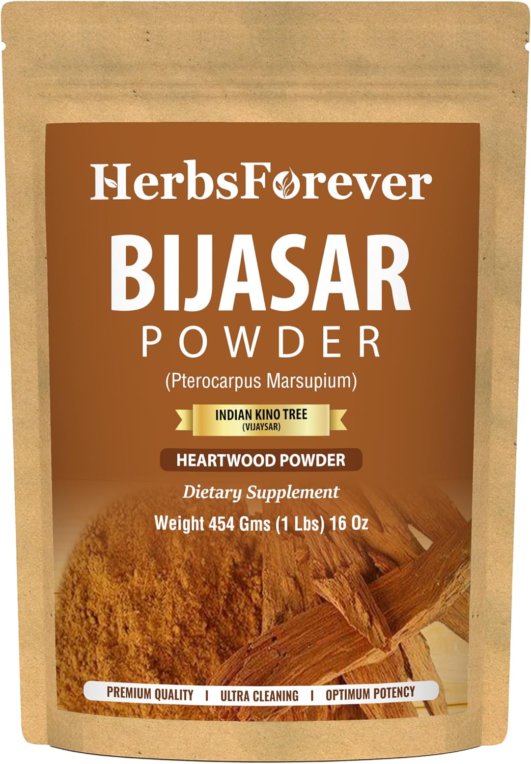 Herbsforever Vijaysar (Pterocarpus Marsupium) Powder - Carb Control, 454 g (16 oz) - görsel 1
