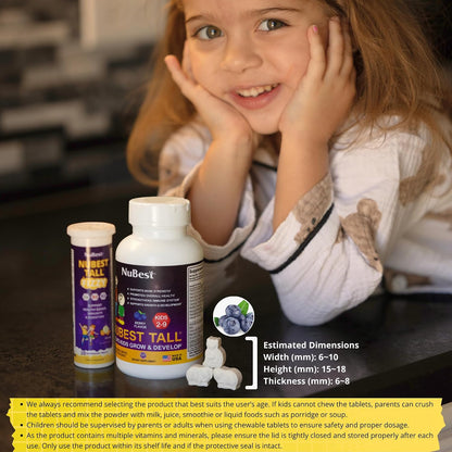 NuBest Tall Kids - Toddler Vitamins and Children's Vitamins for Age 2 to 9 - Support Bone Strength, Overall Health and Immunity - Animal Shapes - 180 Chewable Berry Tablets (Pack of 2)