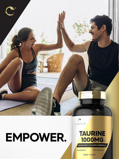 Carlyle Taurine 1000mg | 400 Capsules | Double Strength | Non-GMO & Gluten-free