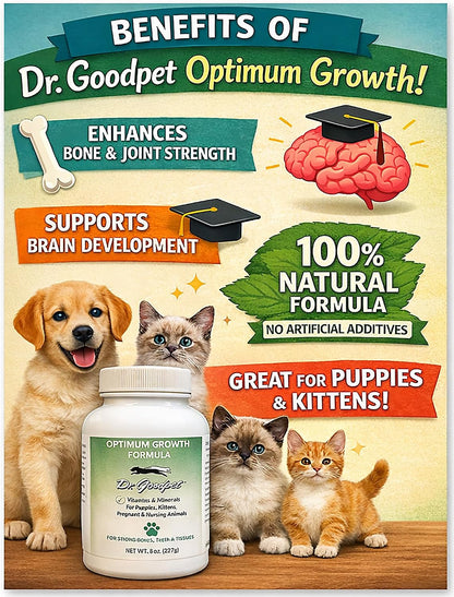 Dr. Goodpet Optimum Growth Formula – Natural Puppy & Kitten Vitamin & Mineral Supplement Powder