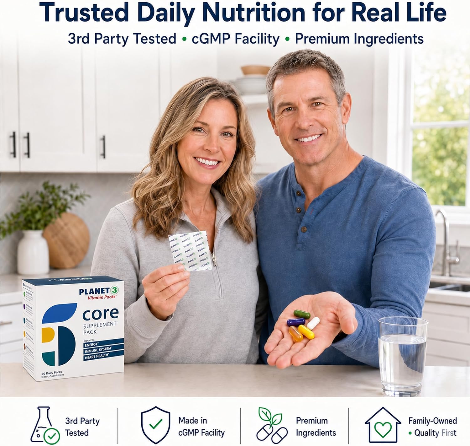 Planet 3 Daily Vitamin Packs for Men & Women – Multivitamin with Omega-3, Probiotics, Vitamin D3 & More, 30 Packets - görsel 5