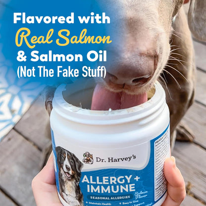 Dr. Harvey's Dog Allergy & Anti-Itch Relief Soft Chew Supplement Bites for Dogs, Daily Immune & Digestive Health Support with Functional Mushrooms, Super Herbs, Probiotics, Salmon Flavour (90 Chews)