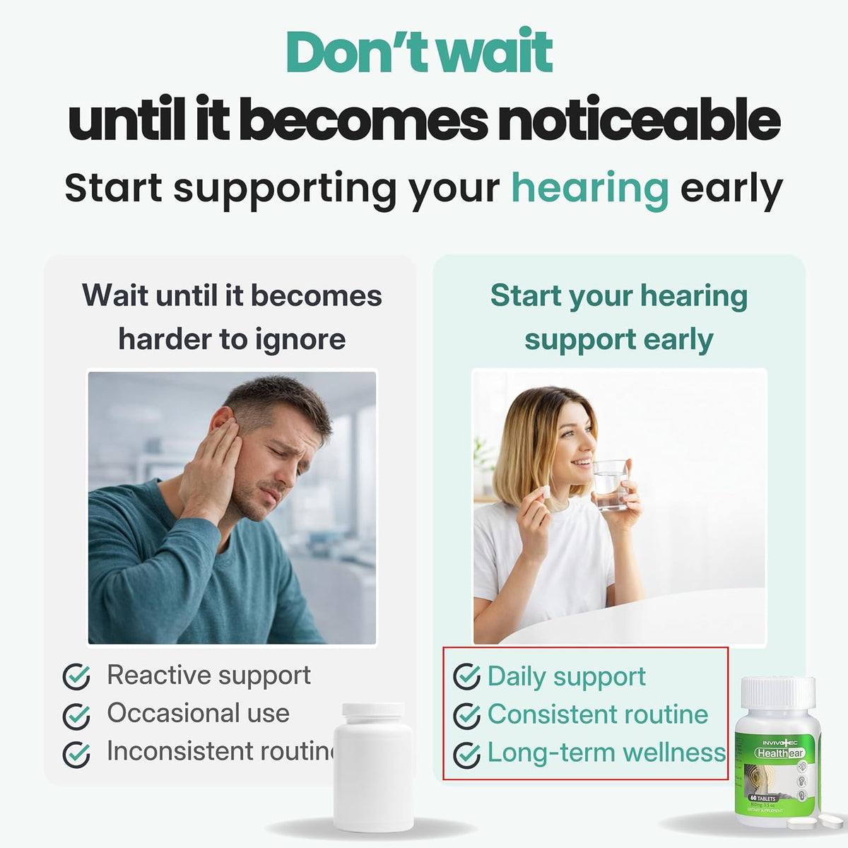 Hearing Support Supplement for Clarity & Ear Health with Magnesium, B6 & Patented Botanical Complex | 60 Tablets - görsel 7