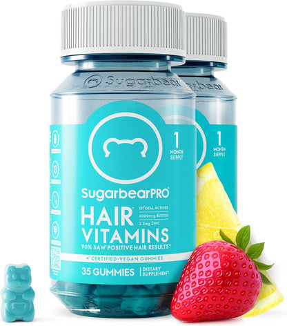 SugarbearPRO Hair Vitamin Gummies - Extra Strength Biotin 6000mcg for Hair Growth - 70 Gummies, 2-Month Supply