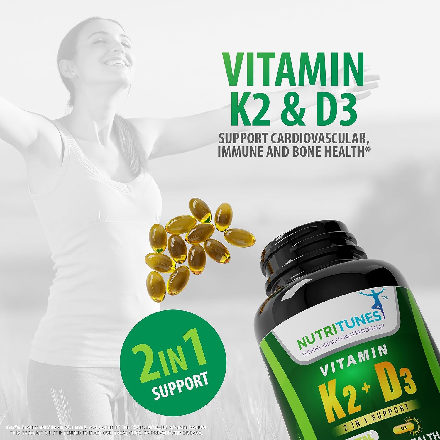 Vitamin D3 K2 5000 IU & 100 mcg MK-7 – 120 Softgels - görsel 5