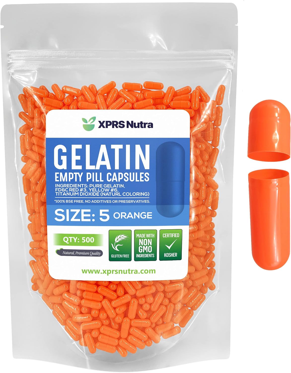 XPRS Nutra Size 5 Empty Gelatine Capsules – 1000 Count (Red) - görsel 7
