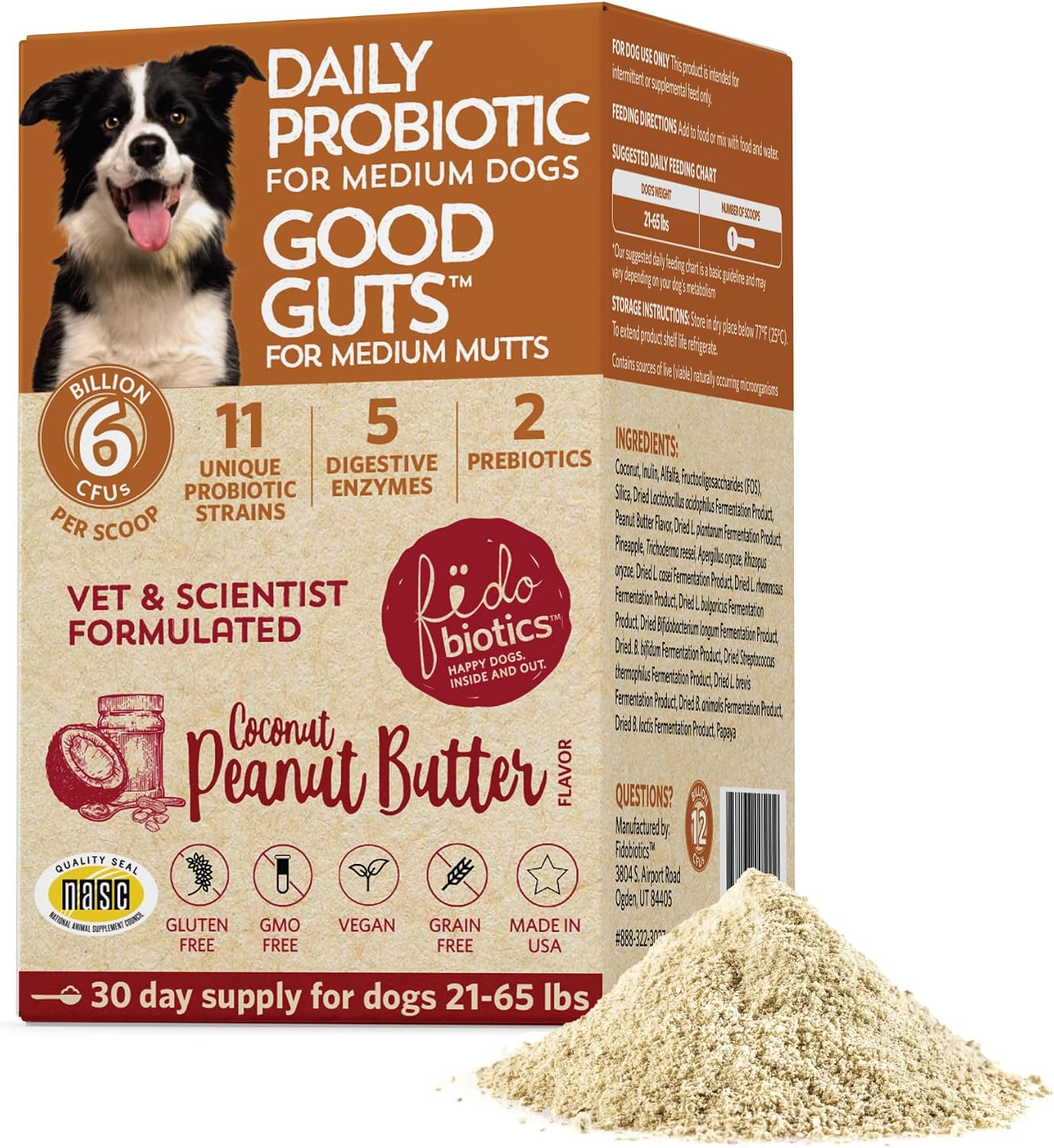 Fidobiotics Good Guts Probiotics for Dogs – Digestive Health Powder, 6 Billion CFU - görsel 1