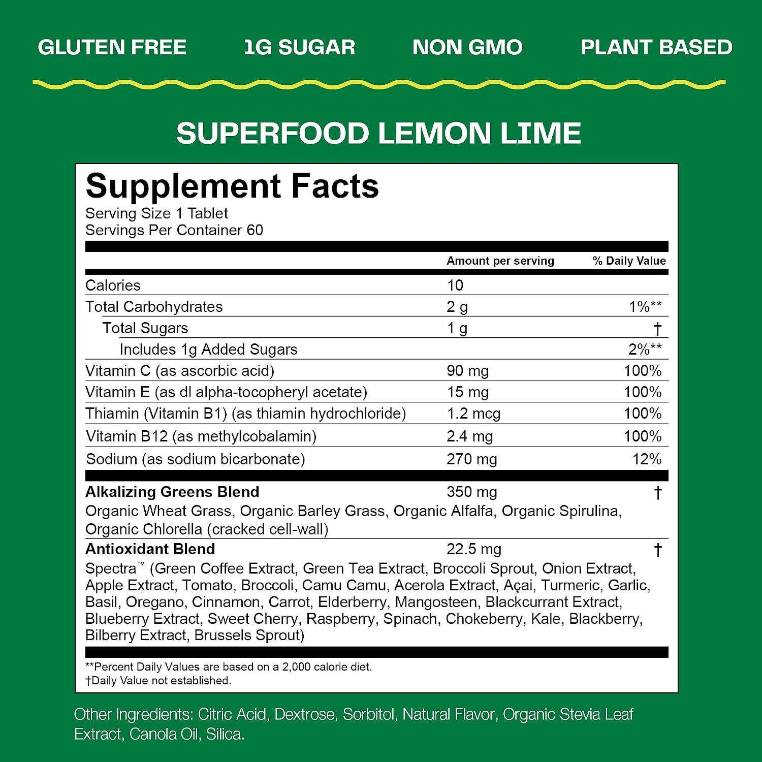 Amazing Grass Fizzy Green Tablets Superfood: Organic Green Superfood Fizzy Tablets, Lemon Lime, 30 Tablets (3 Tubes) - görsel 4