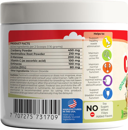 Cranberry Supplement for Dogs – Cranberry Powder with D-Mannose, Marshmallow Root & Vitamin C – 173 Scoops
