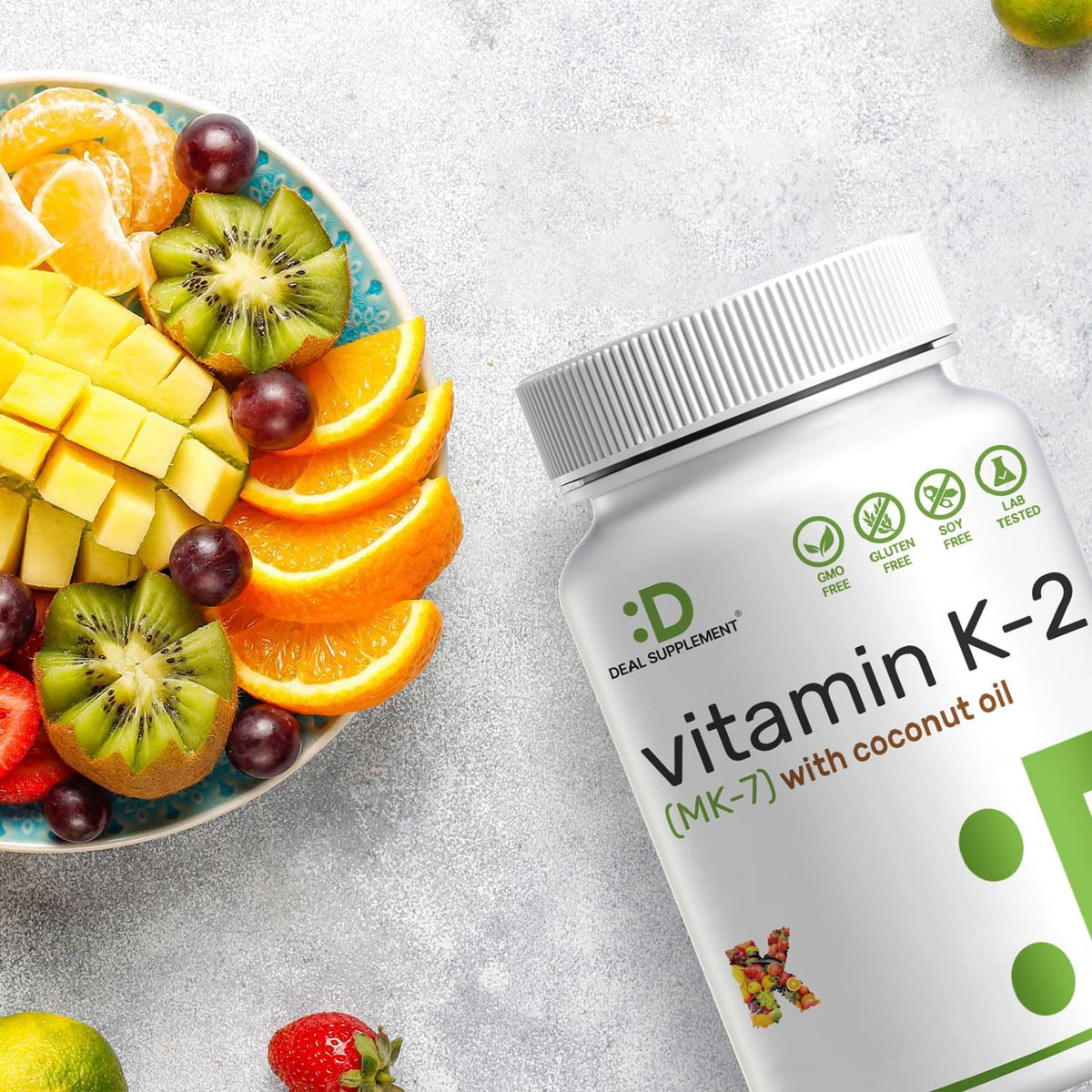 DEAL SUPPLEMENT Vitamin K2 MK-7 200mcg, 240 Softgels - Coconut Oil Base, Non-GMO - görsel 7