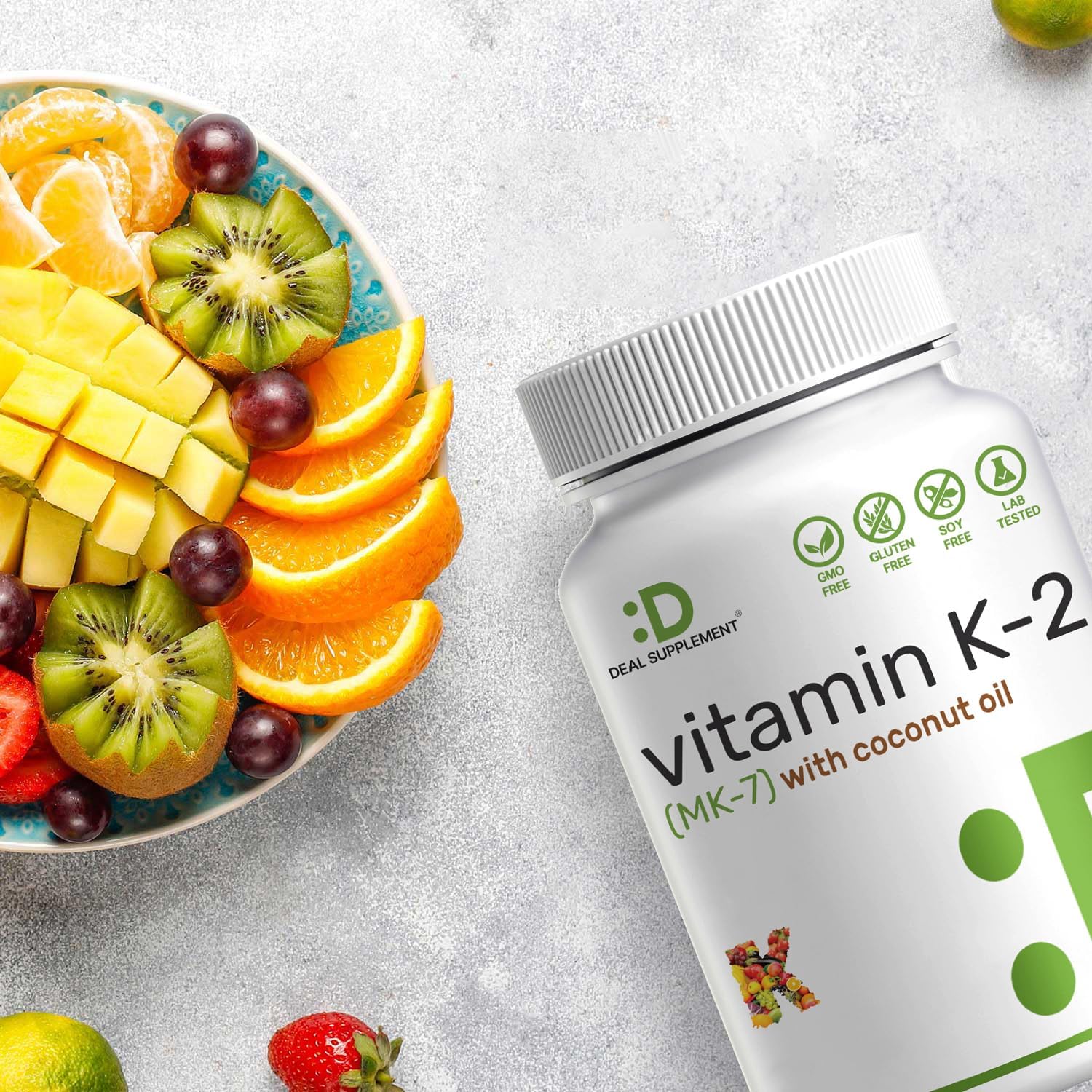 DEAL SUPPLEMENT Vitamin K2 MK-7 200mcg, 240 Softgels - Coconut Oil Base, Non-GMO - görsel 7