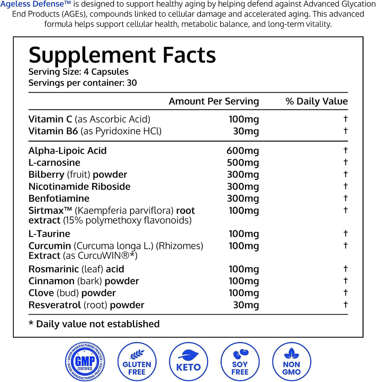 DRINK HRW AGELess Defence Ultimate Formulation – Supports Inhibition of Advanced Glycation End Products, Promotes Youthfulness (120 Tablets) - görsel 4