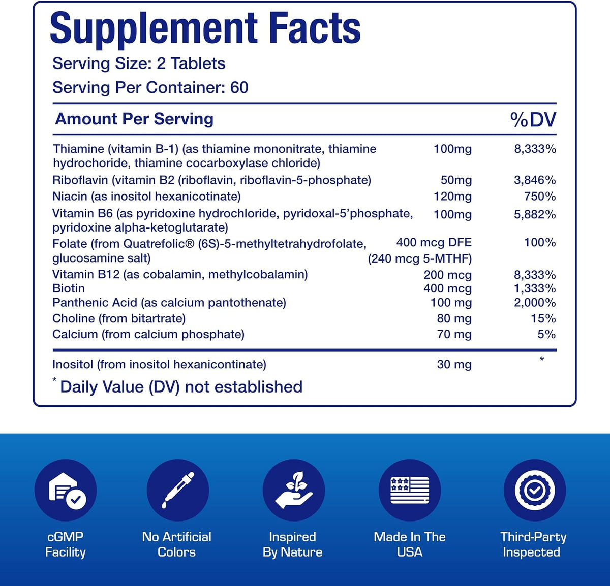 Super B Complex Methylated & Time Released - Bio Active B Complex with Choline Inositol & 8 B Vitamins – Image 4