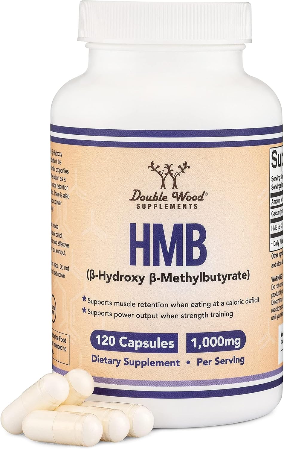Double Wood Supplements HMB Supplement - 120 Capsules, 1000 mg per Serving - görsel 1