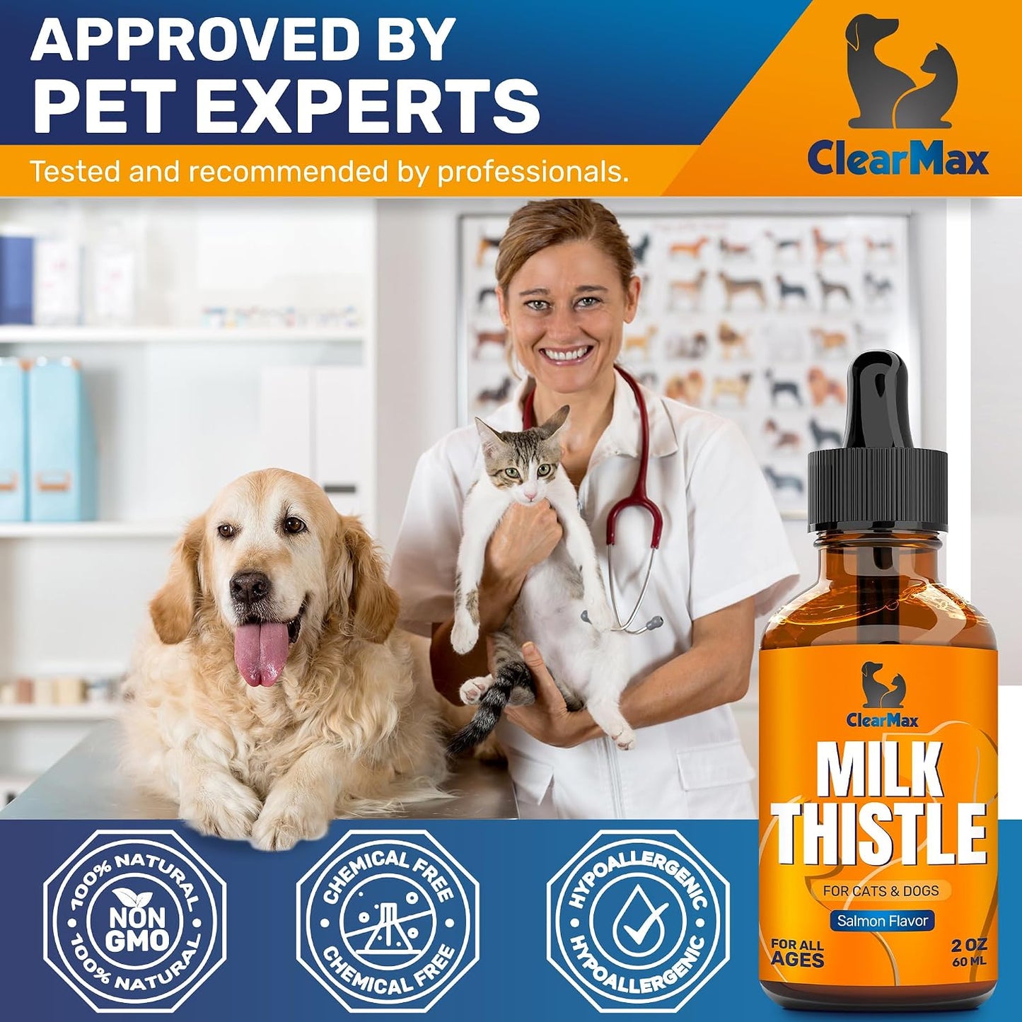 Milk Thistle for Dogs – Liver & Kidney Support for Large & Small Pets – Milk Thistle for Cats to Care for Digestion – Vet-Approved Liquid Formula with Salmon Flavour – GMO Free – 60 ml Bottle - görsel 6