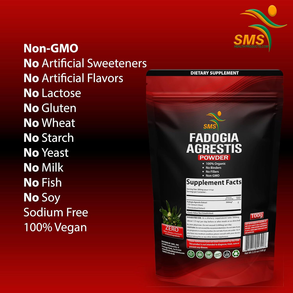 Fadogia Agrestis Extract Powder - Maximum Strength 10:1 Extract, Organic, 100g - görsel 3