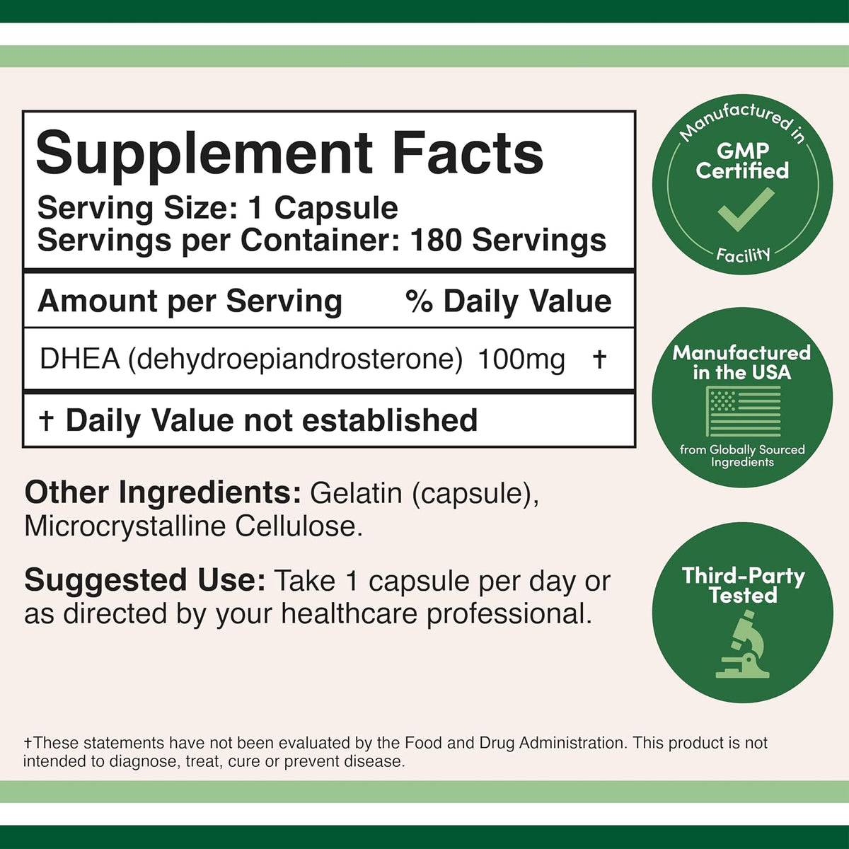 DHEA 100mg – 180 Capsules – Hormone Balance & Healthy Ageing - görsel 2