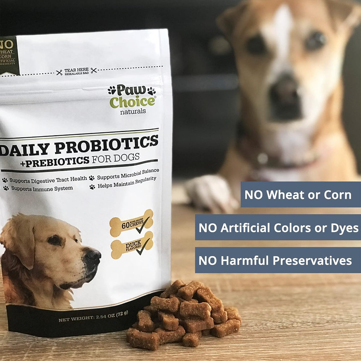 Paw Choice Probiotics for Dogs with Prebiotics - Daily Chews for Gut Health, Digestion, Regularity, and Immune Support - görsel 5