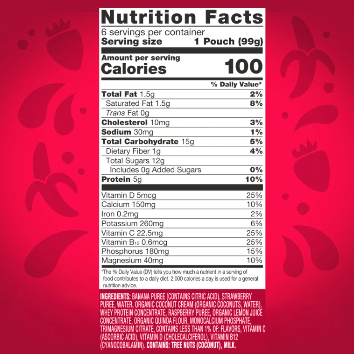 vitafusion Vitamin-Boosted Smoothie +Protein, Strawberry Banana Flavour, 99 g Pouches (6 Pack) - görsel 2