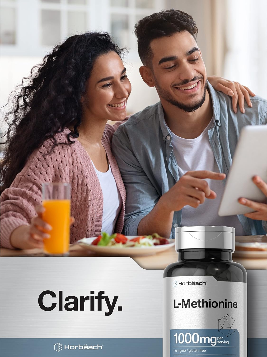 Horbäach L-Methionine 1000mg | 100 Capsules | Non-GM, Gluten-free Free Form Supplement - görsel 6