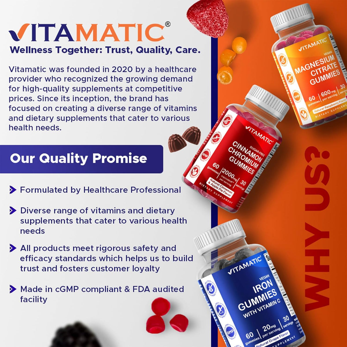 Vitamatic Vitamin B Complex Gummies with Vitamin C & Inositol - Natural Strawberry Flavour - 60 Gummies (3 Pack) - görsel 7