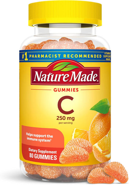 Nature Made Vitamin C Gummies – 250 mg per Serving, 80 Count (40-Day Supply)
