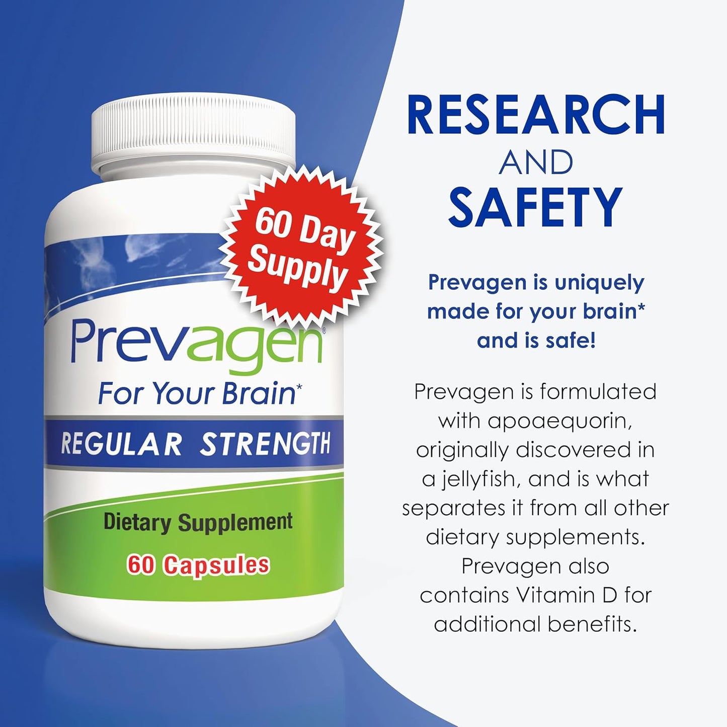 Prevagen Regular Strength Brain Supplement - 10mg Apoaequorin + Vitamin D3, 60 Capsules (2 Month Supply) - görsel 9