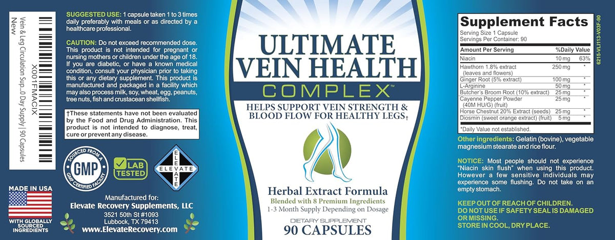 Leg + Vein Circulation Supplement 8-in-1 Formula | Circulation Health Support | Men & Women | 90 Capsules - görsel 5