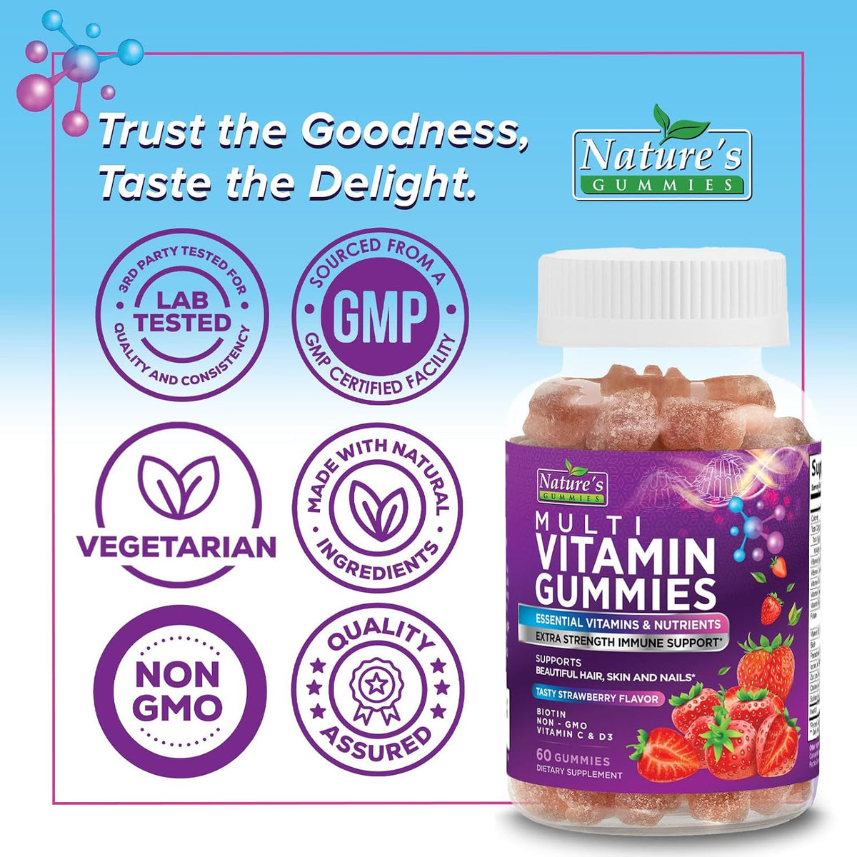 Multivitamin Gummies for Adults – Complete Chewable Multivitamin for Women & Men – Essential Vitamins with A, C, D, E & High-Strength B12 – Vegetarian Gummy Vitamins – 60 Gummies - görsel 4