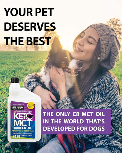 LifeSense C8 MCT Oil for Dogs | Sourced from Coconut Oil | Optimal Fuel for Your Dog’s Brain and Body | Human-Grade | Non-GMO | Keto-Friendly | Made in the USA by PhD Nutrition, 946 ml
