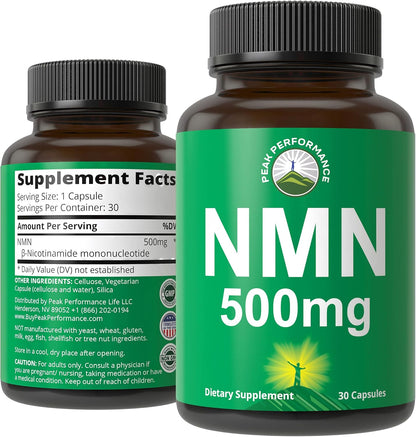 NMN Supplement – Stabilised Nicotinamide Mononucleotide 500mg per Capsule | Ultra High Strength (2 Capsules = 1,000mg) for NAD+ Boost and Healthy Ageing