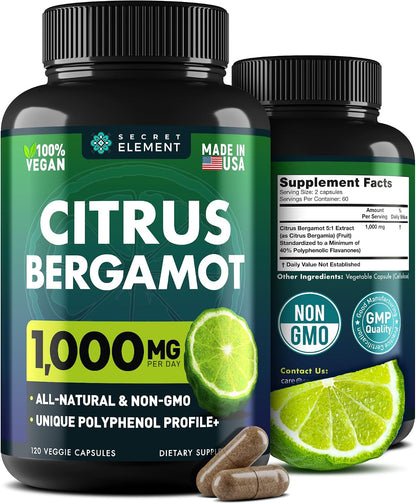 Citrus Bergamot Extract 1000mg – Polyphenol-Rich Vegan Capsules for Daily Wellness (3-Pack)