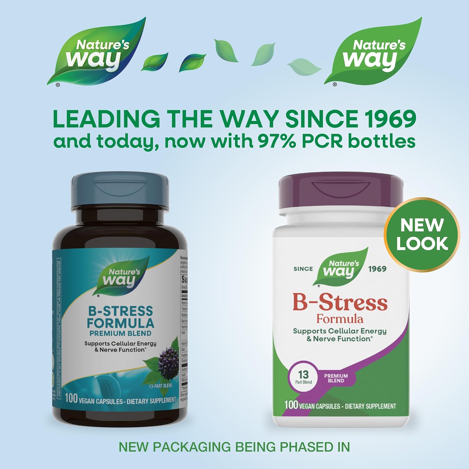 Nature's Way B-Stress Formula, Contributes to Normal Energy-Yielding Metabolism and Nervous System Function, with Vitamin C, B12, B6 & More, Gluten Free, 100 Vegan Capsules - görsel 2