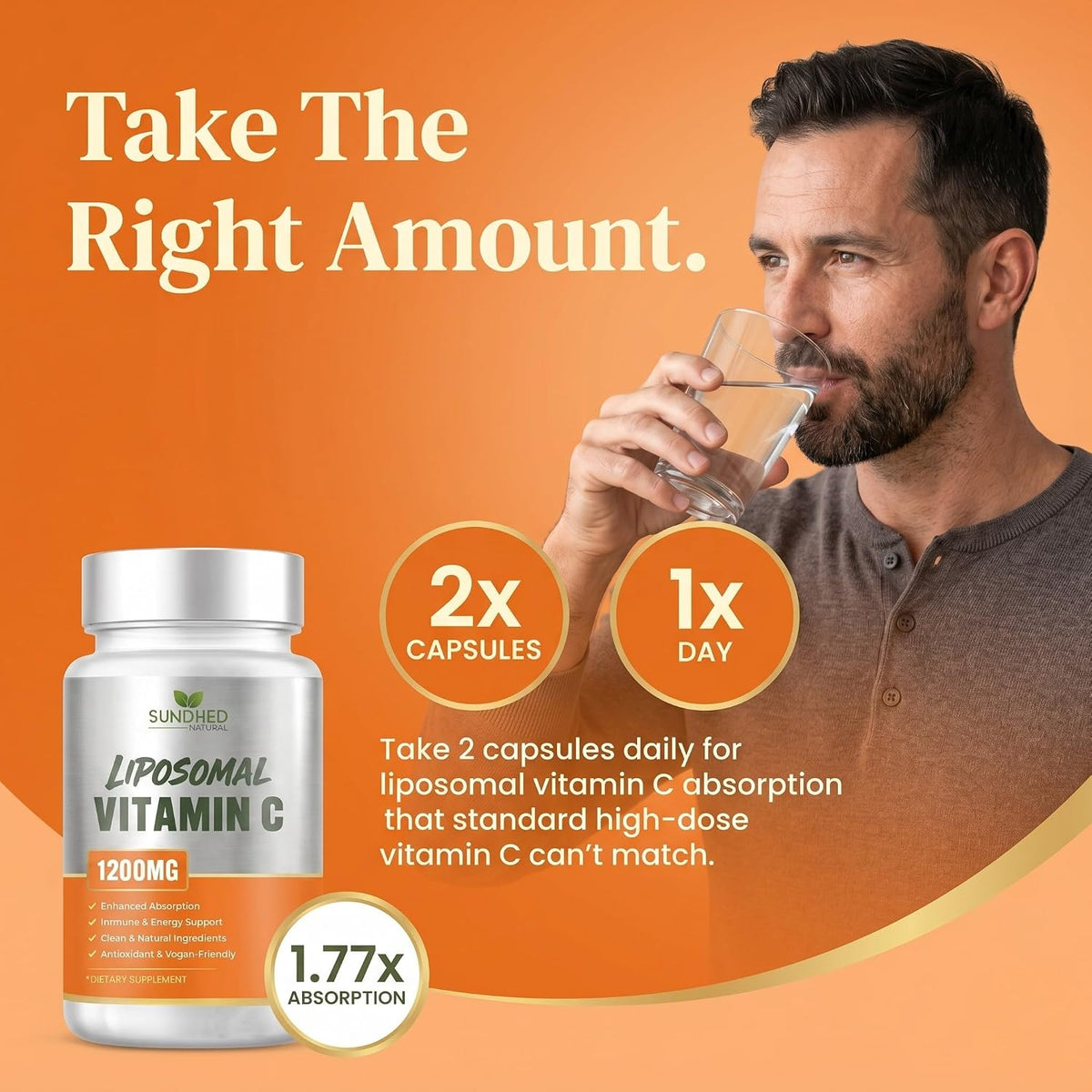Sundhed Natural Pure Liposomal Vitamin C – 1200mg – 60 Capsules - görsel 7
