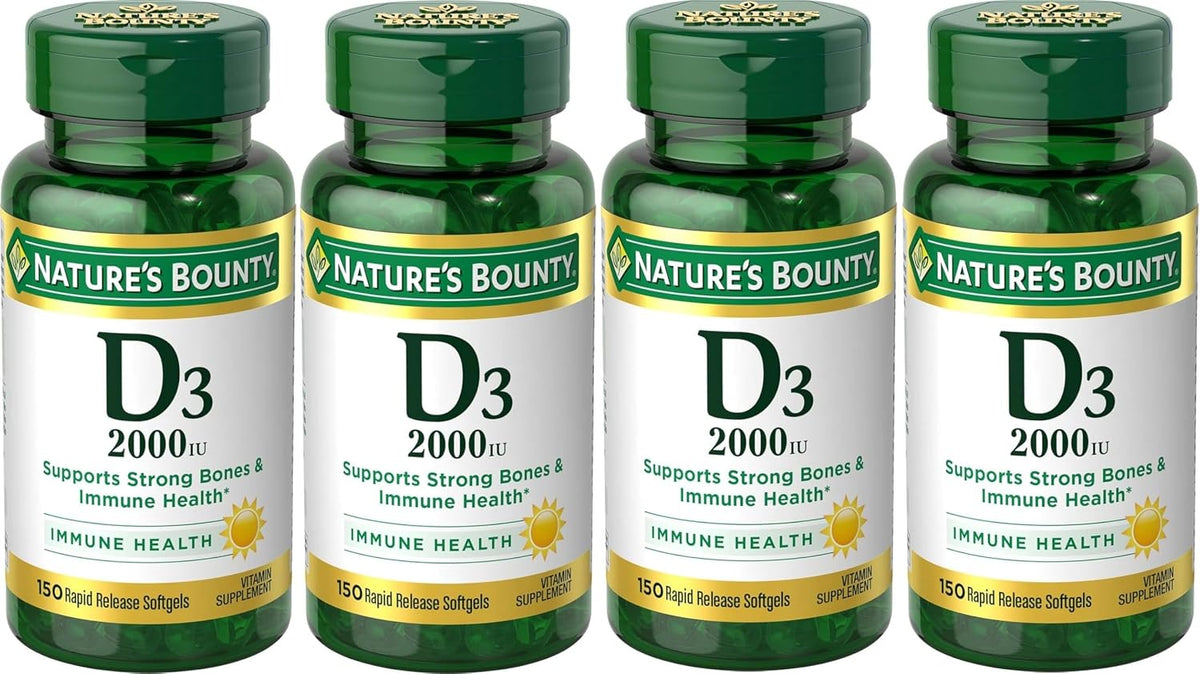 Nature's Bounty Vitamin D3 2000 IU Softgels, 150 Softgels (Pack of 4) - görsel 1