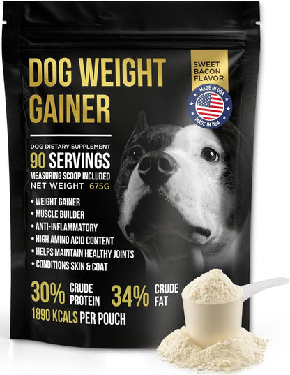 Dog Weight Gainer 90 Servings - Weight Gain Supplements for Dogs - Canine and Dog Muscle Builder - Made in The USA
