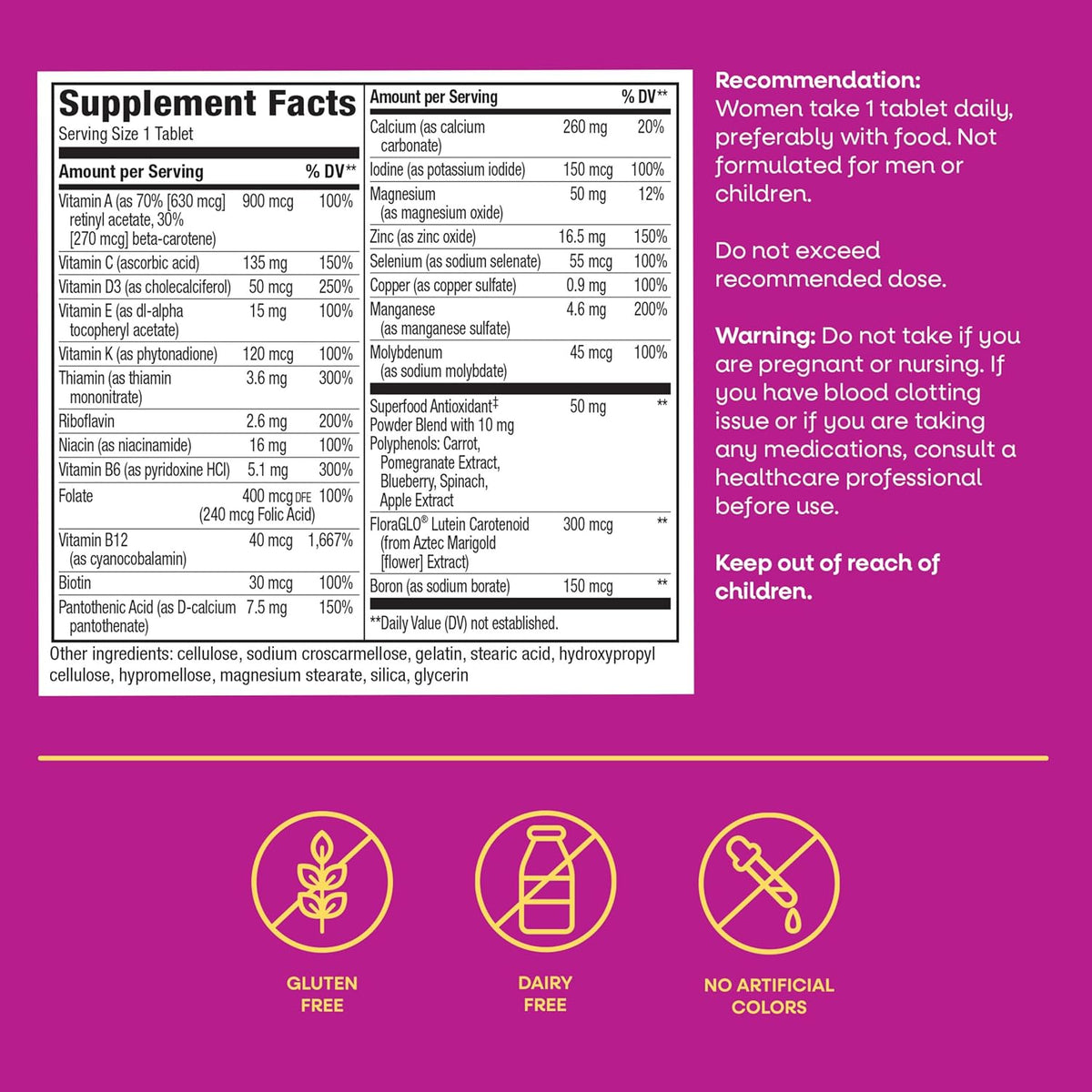 Nature's Way Alive! Women's 50 Plus Complete Multivitamin Tablets, 50 Tablets - görsel 7