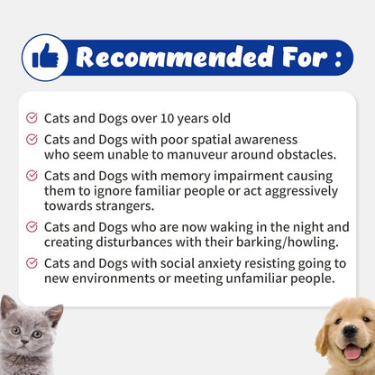 Recogry Liquid Cognitive Support for Dogs and Cats with Astaxanthin, Phosphatidylserine, Alpha GPC, DHA, Olive, Coconut, Sage, Turmeric, Ginger (90 ml)