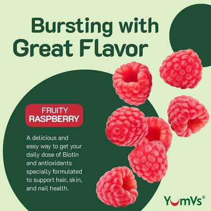 YUM-V'S Teen Multivitamin Gummies with Biotin & Antioxidants – Raspberry – 60 Gummies