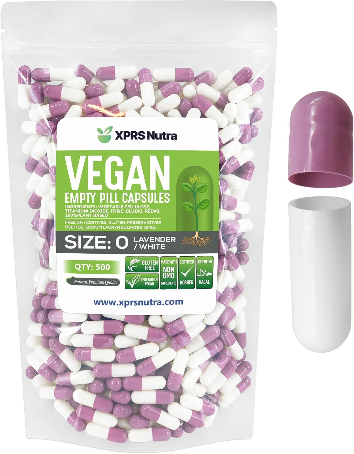 XPRS Nutra Size 0 Empty Vegan Capsules (Purple Carrot) – 500 Capsules - görsel 7