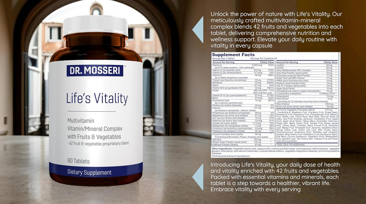 Life's Vitality Vegan Multivitamin – Non-GMO with 42 Fruits & Vegetables and Vitamin D, 90 Tablets - görsel 6