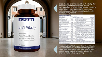 Life's Vitality Vegan Multivitamin – Non-GMO with 42 Fruits & Vegetables and Vitamin D, 90 Tablets